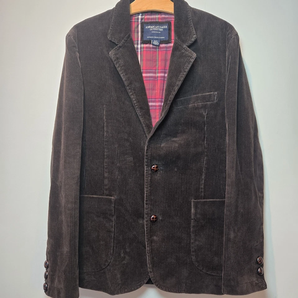 Blazer American Eagle Outfitters Pana Marrón Oscuro Pequeño Y2k De Colección Foto 1 de 4