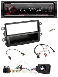 Kenwood Lenkrad Bluetooth USB DAB Autoradio für Dacia ab 2012 schwarz - Bild 1 von 10