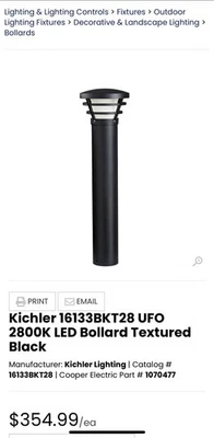 Kichler Architectural Black 16133 BKT28 LED UFO Bollard Path Light 2800K 3.5W - Image 1 of 4