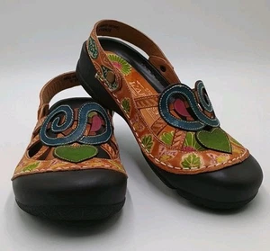 Spring Step L'Artiste Bombay Camel Clogs Slip On Painted Shoes Size 36 / US 5.5 - Picture 1 of 11