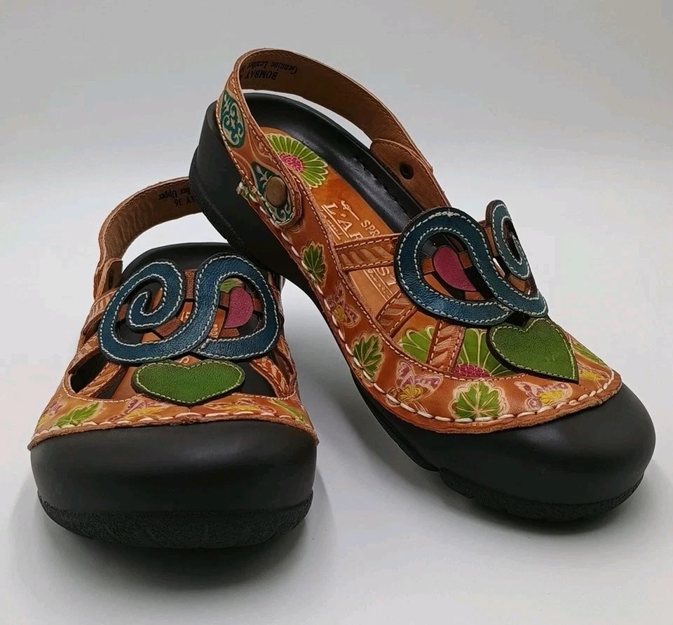 Spring Step L'Artiste Bombay Camel Clogs Slip On Painted Shoes Size 36 / US 5.5 - Image 1 of 4