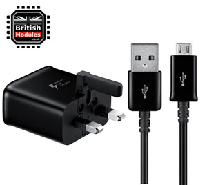 SAMSUNG Galaxy UK Fast Charger Plug & Micro USB Cable for Mains Wall Charger - Picture 1 of 4