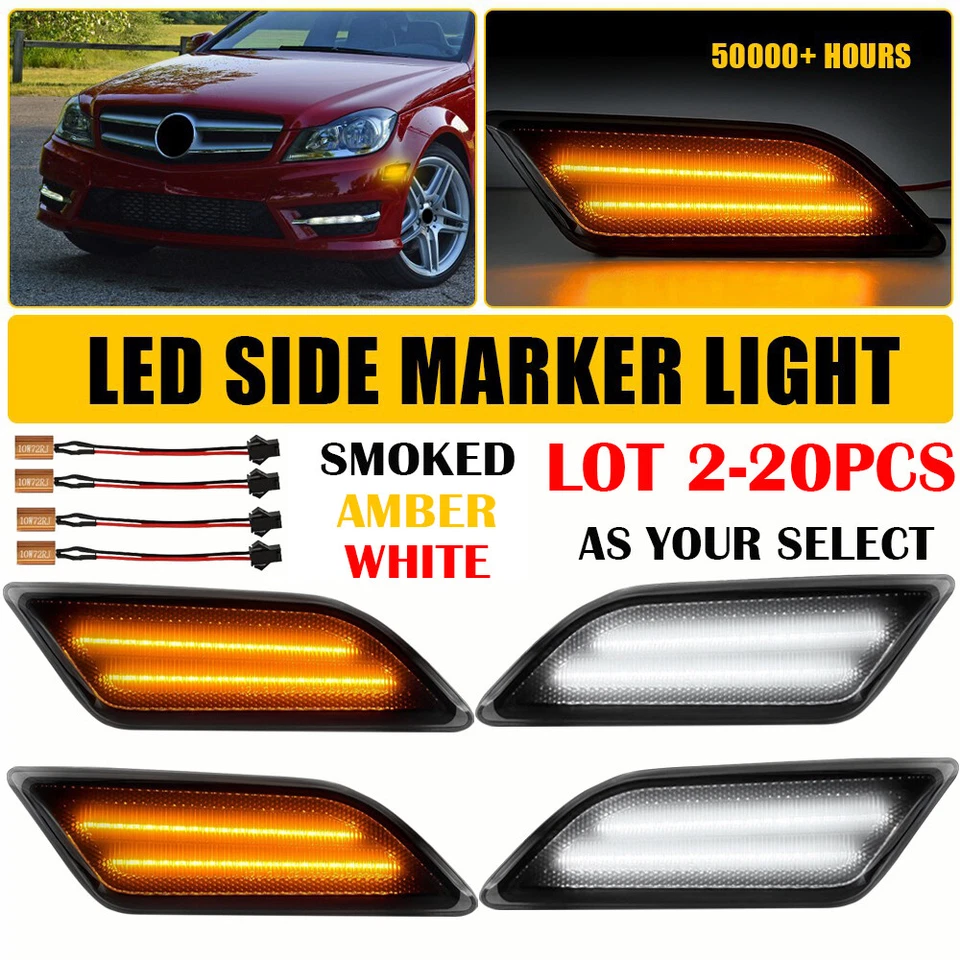Smoked Side Marker Parking Light For Mercedes Benz C250 C300 C350 C63 2012-2014 - Image 1 of 1