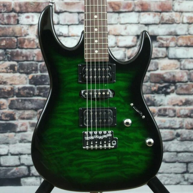 Ibanez GRX70QATEB Gio RX Series 6-String Electric Guitar - Emerald Green Burst