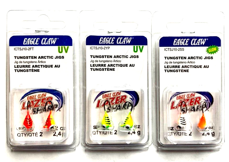 Eagle Claw Lazer Sharp Tubgsten Arctic Jig Sz 10 Glow Ictsj10-2ft