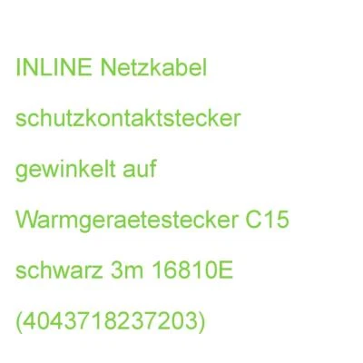 INLINE Netzkabel schutzkontaktstecker gewinkelt auf Warmgeraetestecker C15 schwa - Bild 1 von 2