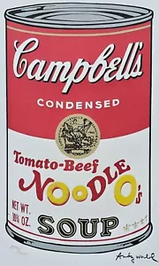 ANDY WARHOL CAMPBELL'S SOUP 2 TOMATO BEEF NOODLE O's SIGNED HAND NUMBERED LITHO - Picture 1 of 6