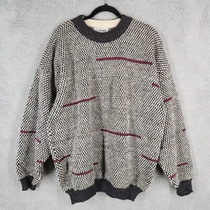 Vintage People Wool Knit Sweater Men's XL Patterned Pullover Crew Neck Chunky - Picture 1 of 10