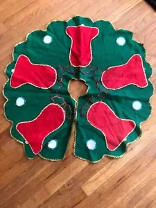 Gonna albero di Natale vintage anni 60 cucita a mano paillettes in feltro Ric-Rac - Foto 1 di 3