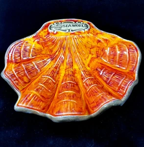 Treasure Craft Ceramic Orange Clam Shell Trinket Dish Sea World Vtg Souvenir - Picture 1 of 7