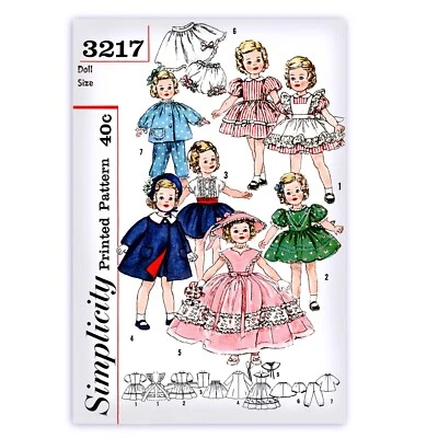 17” Doll Dress Sewing Pattern SIMPLICITY 3217 Coat Skirt Petticoat Hat Pajamas - Image 1 of 2