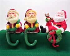 Sun Hill 1982 Vintage Santa Claus Christmas Stocking Holder Hooks Set Of 3