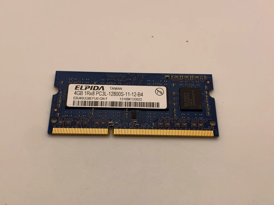Elpida 4GB PC3L-12800S 11-12-B4 DDR3 1600MHz 204pin Laptop EBJ40UG8EFU0-GN-F - Image 1 of 1