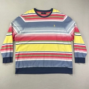 Polo Ralph Lauren Shirt Mens XXL Rainbow Serape Stripe Long Sleeve Tee Faded - Picture 1 of 15