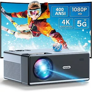 Projector with 5G WiFi and Bluetooth, Portable Projector 4K 1080p Support - Picture 1 of 7