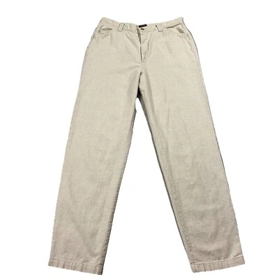 Y2K Lee Riders Cotton Linen Blend High Waist Pants Straight Leg Cream Women’s 16 - Image 1 of 4