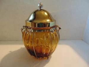 Japan Amber Glass Cookie Jar Music Box combination - Picture 1 of 8