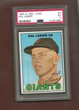 1967 O-Pee-Chee OPC #4 Hal Lanier, San Francisco Giants, PSA 5, EX