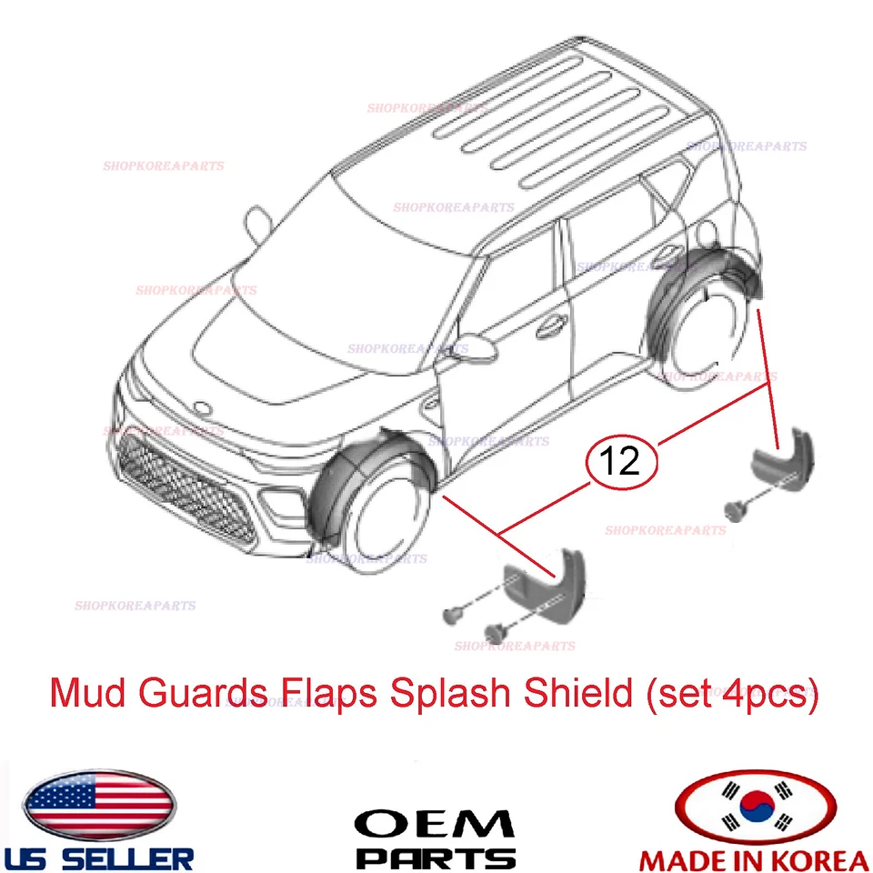 Juego de 4 protectores contra salpicaduras de guardabarros originales ⭐OEM⭐ Kia Soul 2020-2023 Foto 1 de 1