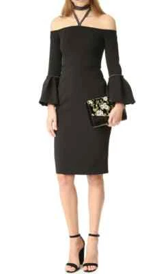 ALEXIS $693 Amelie Off Shoulder Bell Sleeve Tie Neck Sheath Dress Size Medium - Image 1 of 4