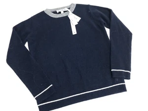 NWT TARTINE ET CHOCOLAT NAVY/ GRAY TRIM 100% CASHMERE L/S CREWNECK PULLOVER 10 - Picture 1 of 4