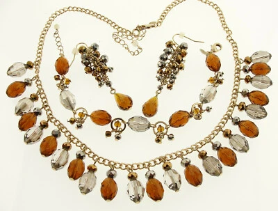 Impresionante conjunto de joyas y pendientes de collar de color topacio facetado Avon Foto 1 de 4