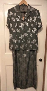 Vintage monsoon honeysuckle patterned silk jacket size 16 and skirt size 14 suit - Picture 1 of 6