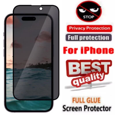 Privacy Tempered Glass For iPhone 16 15 14 13 12 11 8 7 6 Pro Screen Protector - Image 1 of 4