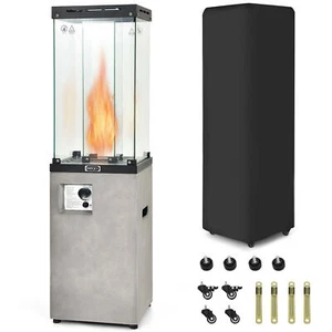 41,000 BTU Propane Patio Heater Glass Tube Standing Gas Heater w/ Cover Wheels - Picture 1 of 10
