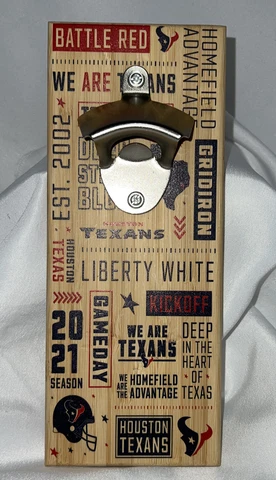 Houston Texans Sports Football Magnetic Custom Wood Bottle Opener Tailgate Item Cover