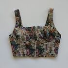 Wild Fable Tapestry Bustier Crop Top Womens Size S Floral Stretch Corset Bra Top