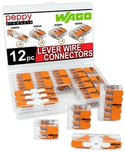 WAGO 221 Lever Nuts 12pc Compact Splicing Wire Connector Assortment with Case... - Picture 1 of 7