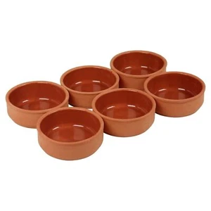 6 Pc Brown Terracotta Ramekin Set 12cm Oven Cooking Dish Serving Tapas Dip Bowl - Picture 1 of 5