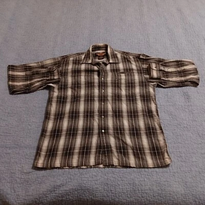 Harley Davidson Shirt Mens L Long Sleeve Snap Up Plaid Flannel Biker Motorcycle - Image 1 of 4
