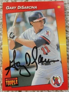 Gary DiSarcina Auto Autographed Signed 1992 Donruss Triple Play Card Angels - Picture 1 of 2