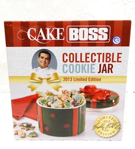 Cake Boss BUDDY VALASTRO COOKIE JAR Green Red Polka Dots CHRISTMAS GIFT w/ BOX - Picture 1 of 11