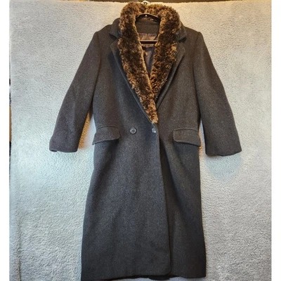 Marshall Field's Regency Coat Womens Size 10 Faux Fur Collar Long Overcoat - Image 1 of 4