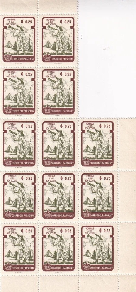 Movimento de escoteiros SA22m Paraguai 1962, parte perfeita da folha - Imagem 1 de 1