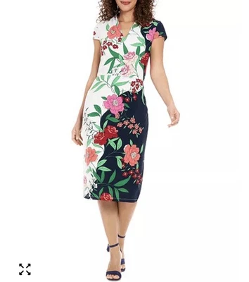 Nuevo con etiquetas Vestido Vaina London Times Para Mujer Floral Cuello en V Manga Gorra Talla 22W Foto 1 de 4