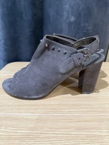 Stuart Weitzman (Grey) Suede Peep-Toe Booties Size: 8.5B - Picture 1 of 6