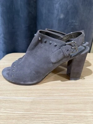 Stuart Weitzman (Grey) Suede Peep-Toe Booties Size: 8.5B - Image 1 of 4