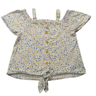 Blusa Penelope Mack Top Niñas 7 Azul Floral Algodón Foto 1 de 4