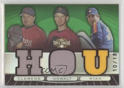 Triple Threads Relic Combos Emerald 2007/18 Roger Clemens Roy Oswalt Nolan Ryan Foto 1 de 2