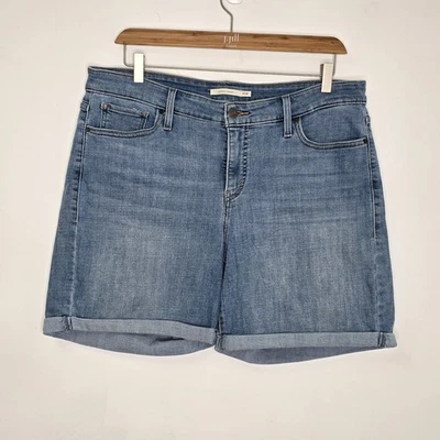 Pantalones Cortos Levis Jean Talla 16W Denim Elastizados Bolsillos con Puños Mujer Clásicos 7" Entrepierna Foto 1 de 4