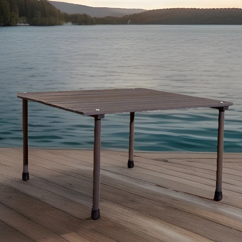 Crate & Barrel - Table In A Bag / Grey-Finished Mahogany / Perfect For Picnics! - Image 1 of 3
