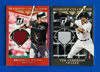 (2) Tarjetas de béisbol 2017 Donruss Tim Anderson & Brandon Drury camiseta usada por jugadores Foto 1 de 2