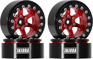 INJORA 1.3" Aluminio Beadlock Ruedas -5.25mm Desplazamiento para SCX24 TRX4M 1/24 Rojo - Imagen 1 de 8