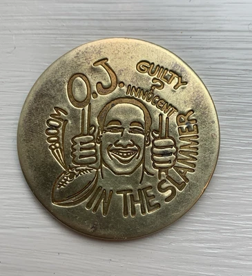 Vintage OJ Simpson SLAMMER Pog Edição de Colecionador Brass Token 1994 - Imagem 1 de 4
