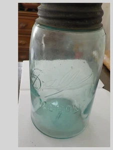 Ball Triple L Quart Mason fruit Jar with Zinc Lid Aqua. - Picture 1 of 2