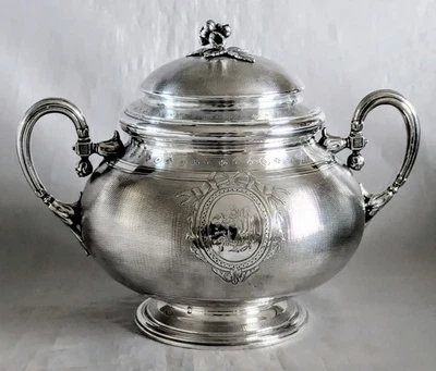 FRAY FILS Sucrier Argent Massif Et Vermeil Poinçon Minerve 19 ème Siècle - Photo 1/4